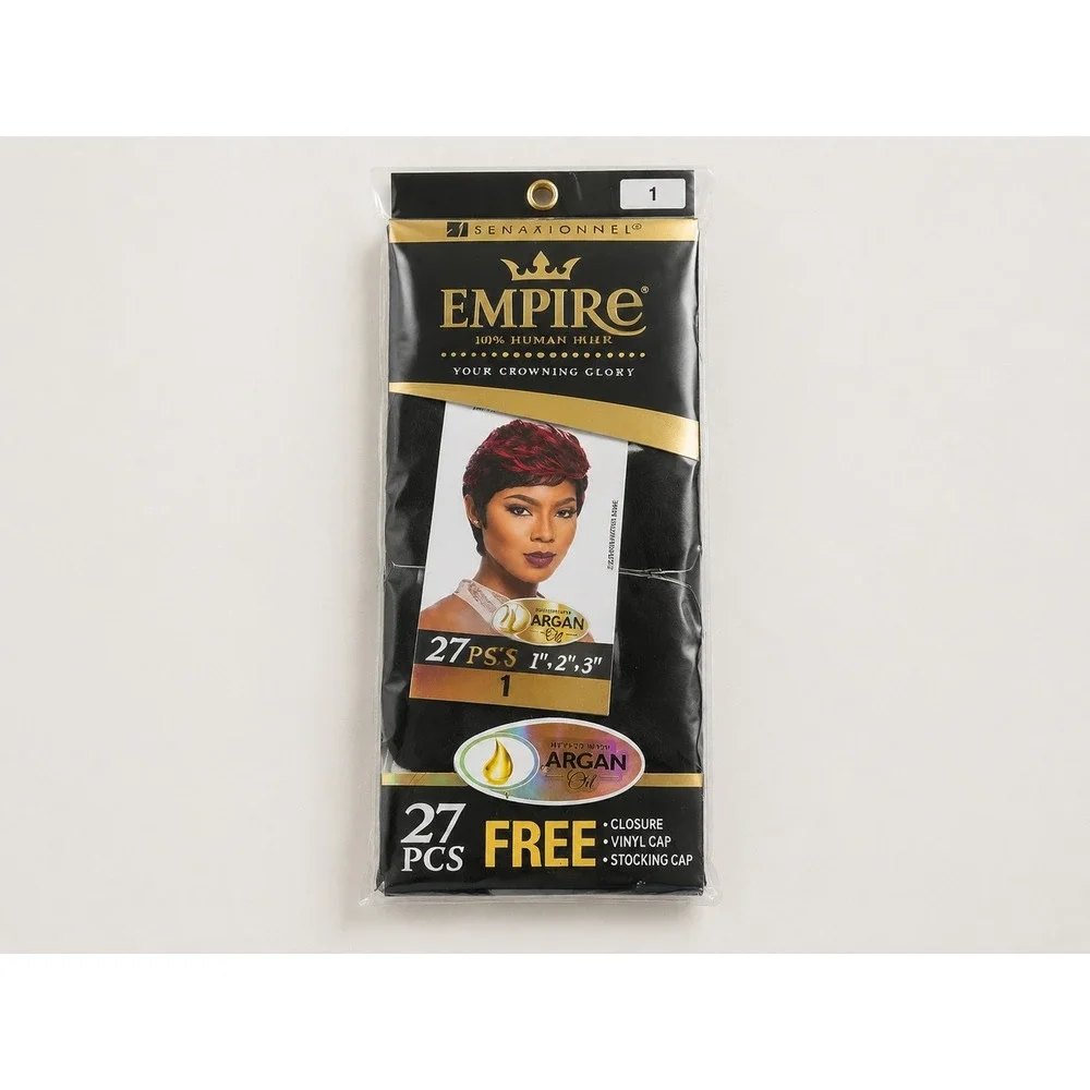 Sensationnel Empire 100% Human Hair 27 Pcs Weave 1 2 3 Inch Color 1 Argan Oil